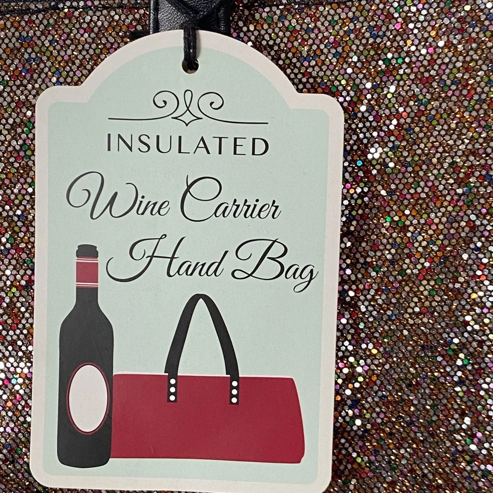Insulated wine carrier hand bag.  Has a beautiful glitter finish to it.